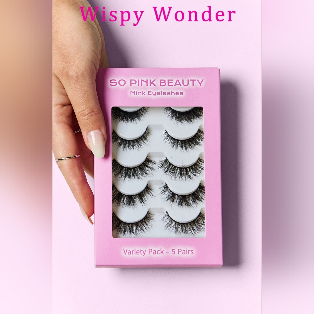 SO PINK BEAUTY Mink Eyelashes Variety Pack 5 Pairs - Black